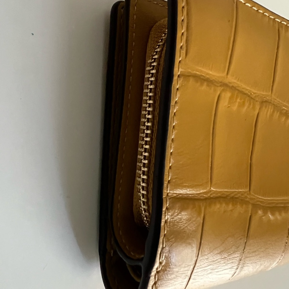 Coach Yellow Leather Croco Style Wallet - Picture 5 of 11